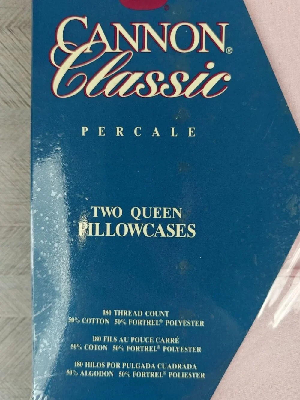 Cannon Classic Percale Cotton Blend Queen Pillowcases 180 Thread Count Pink New